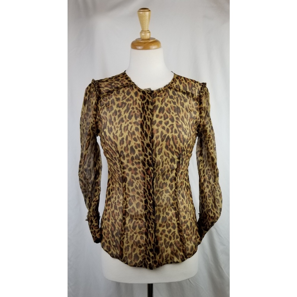 NWT J. CREW Sheer Blouse - Leopard Print 00